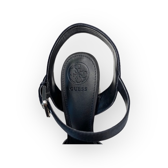 new Guess ☀︎︎ Glitter Heel Heeled Ankle Wrap Sandals ☀︎︎ Peep Toe ☀︎Black 9.5M - Picture 6 of 16